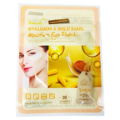 Тканевые патчи с гиалуриновой кислотой и муцином золотой улитки для кожи вокруг глаз 30 шт SkinApple