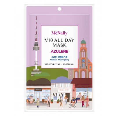 Маска тканевая для лица с азуленом V10 ALL DAY MASK AZULENE, 25 ML