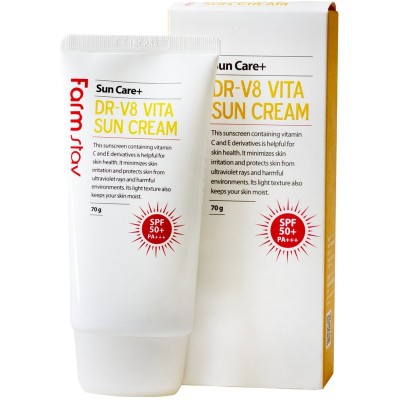 Витаминизированный солнцезащитный крем для лица FarmStay DR.V8 Vita Sun Cream SPF 50+, 70мл 