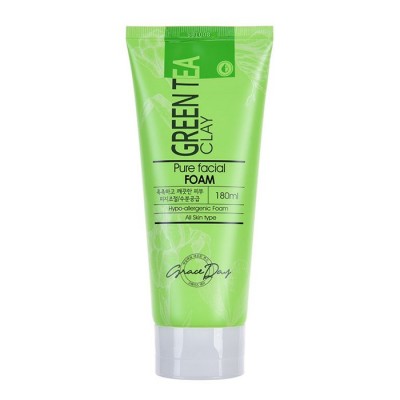 Пенка для умывания лица Grace Day Green Tea Clay Fresh Facial Foam с экстрактом зеленого чая и белой