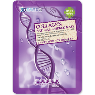 Тканевая 3D маска с коллагеном для эластичности и питания кожи Collagen Natural Essence Mask, Foodah