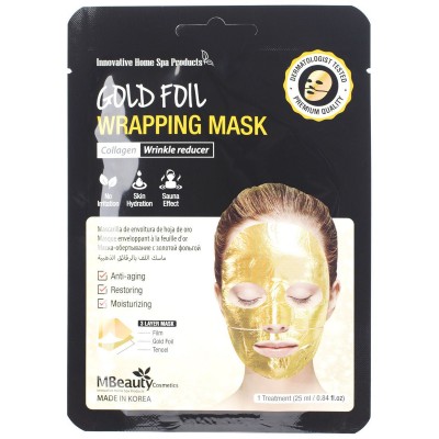  Антивозрастная золотая фольгированная маска для лица с коллагеном, 25мл, MBeauty