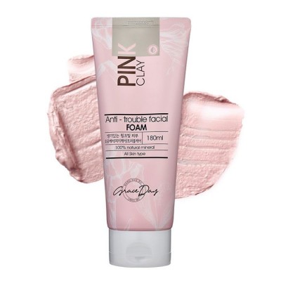 Очищающая пенка с розовой глиной Graceday Pink Clay Anti-Trouble Facial Foam