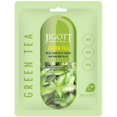 Tканевая маска с эстрактом зеленого чая JIGOTT Green Tea Real Ampoule Mask 